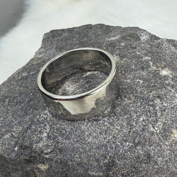 Silver Tone Playboy Ring Size 8.25 - Picture 6 of 6